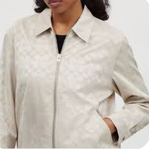 New Coach Tonal Signature Souvenir Jacket Beige XL Monogram Bomber New